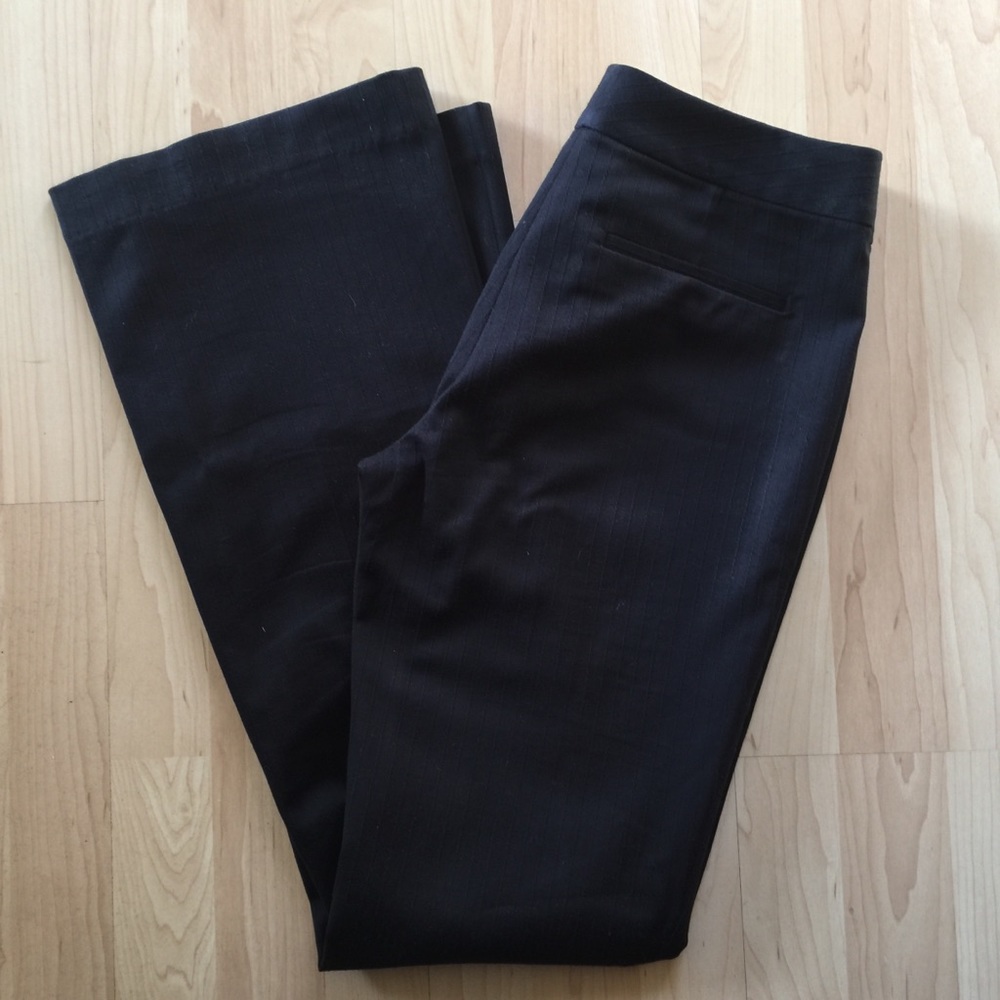 Tahari textured stripe black straight leg trouser